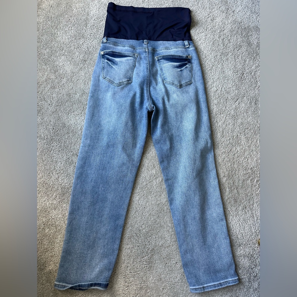 Pink Blush Maternity Jeans Straight Fit Over Bump Panel SUPER CUTE! - Picture 5 of 7